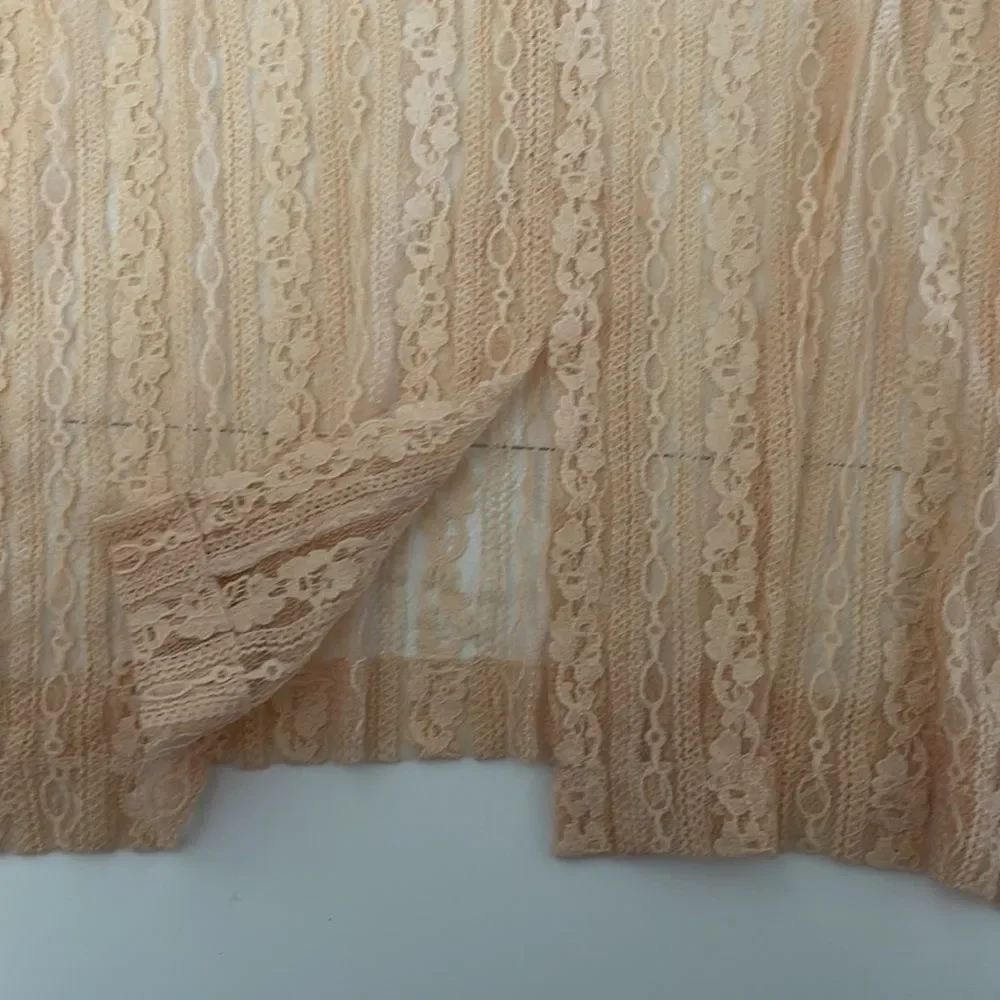 Free People Peach Tea Lace Sheer Oversized Split Back Top